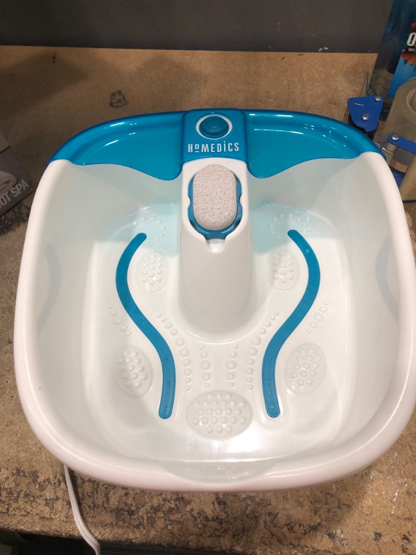 Photo 3 of ***POWERS ON*** HoMedics Bubble Mate Foot Spa, Toe Touch Controlled Foot Bath with Invigorating Bubbles and Splash Proof, Raised Massage nodes and Removable Pumice Stone