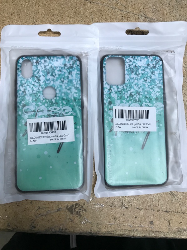 Photo 2 of ABLOOMBOX for Alcatel Lumos (DALN5023), Alcatel Axel (5004R) Case for Girls Women Sparkling Turquoise Green Glitter, Anti Scratch Bumper Shockproof Protective Case Cover 2 pack