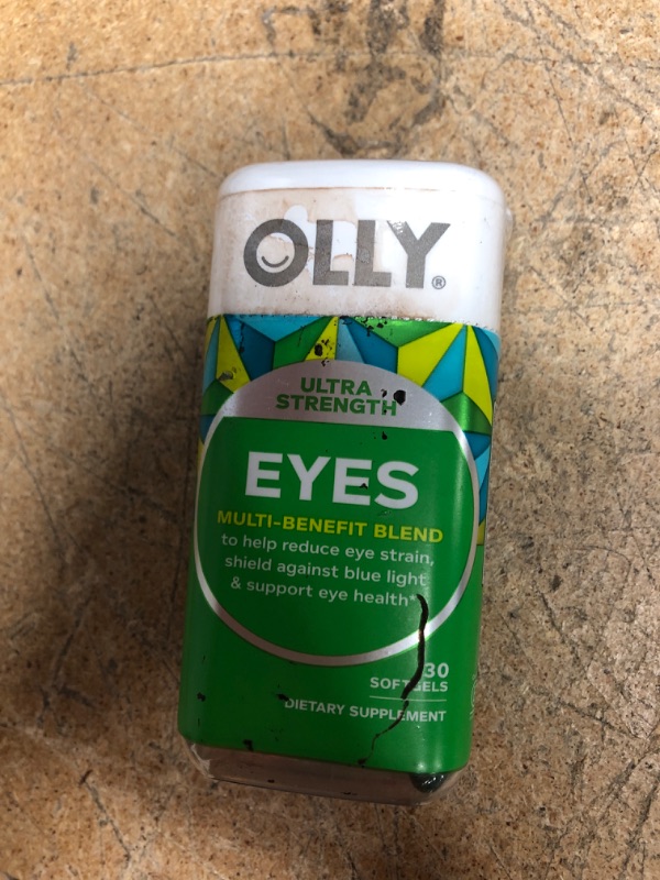 Photo 2 of **NOT OPENED**
OLLY Ultra Strength Eye Softgels, Blue Light Eye Supplement with Lutein and Zeaxanthin, Supports Eye Health, Reduces Eye Strain, 30 Day Supply - 30 Count
**EXP: 06/2023**