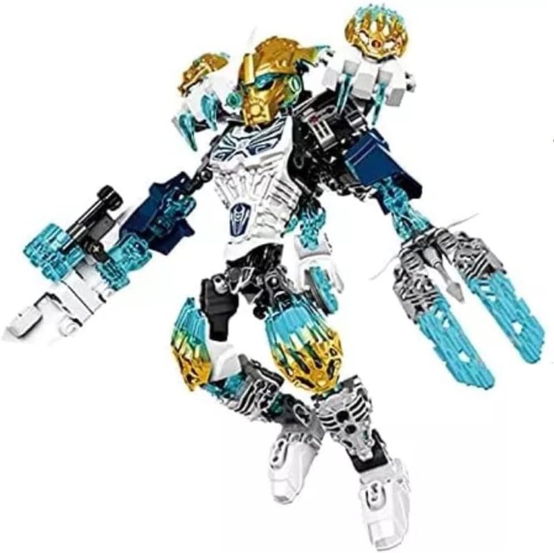 Photo 1 of Biochemical Warrior Bionicle Mask of Light Bionicle KOPRKR ice Warrior Building Block Compatible Bionicle Toys Without Original Box 611-4?
