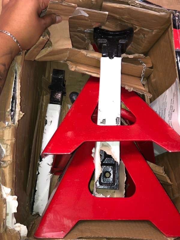 Photo 2 of BIG RED T46002A Torin Steel Jack Stands: Double Locking, 6 Ton (12,000 lb) Capacity, Red, 1 Pair Double Locking Red