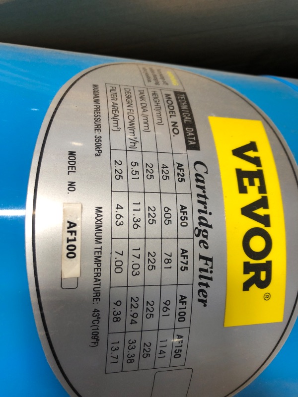 Photo 3 of VEVOR Pool Cartridge Filter, 50Sq. Ft Filter Area Inground, Above Ground Swimming System w/Polyester Cartridge,Corrosion-Proof,Auto Pressure Relieve,2 Unions Included