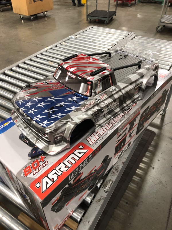 Photo 1 of ARRMA 1/7 INFRACTION 6S BLX V2 All-Road RC Truck RTR Transmitter and Receiver Included Batteries and Charger Required Silver ARA7615V2T2 Trucks Electr

