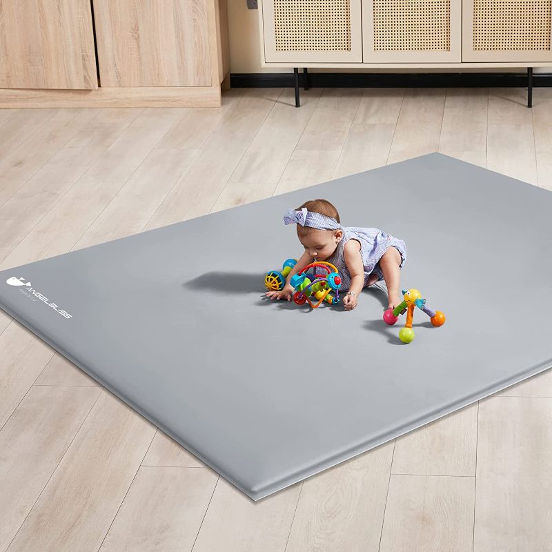 Photo 1 of ANGELBLISS Baby Playpen Mat, 71"x 59"x 1.18" Self-Inflating Play Mat for Babies and Toddlers, Roll Up & Waterproof Foam Crawling Mat for Floor, Portable Playmat for Babies with Travel Bag
