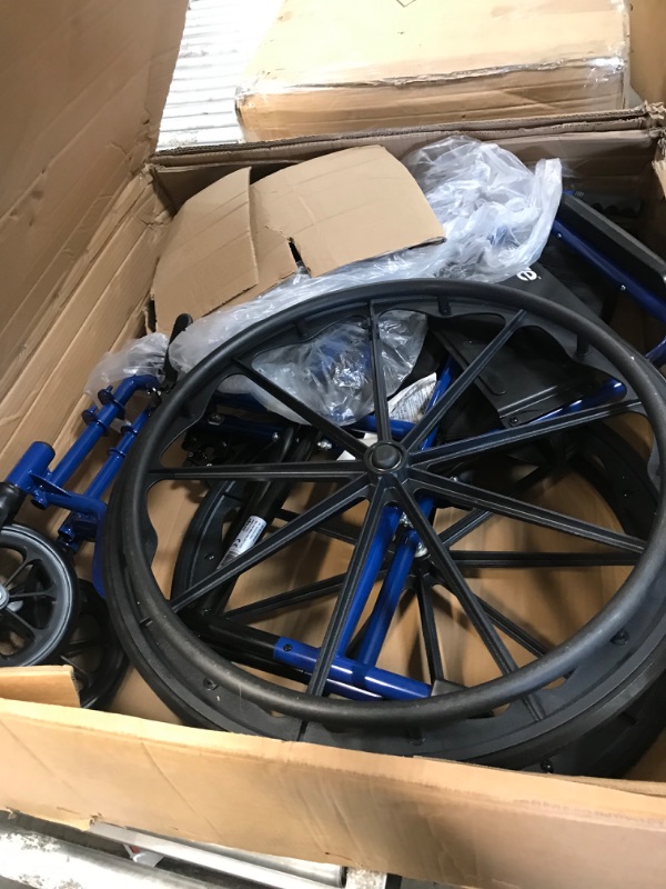 Photo 2 of ***SEE NOTE*** Blue Streak Wheelchair with Flip Back Desk Arms, 18 in. Seat and Swing Away Footrest