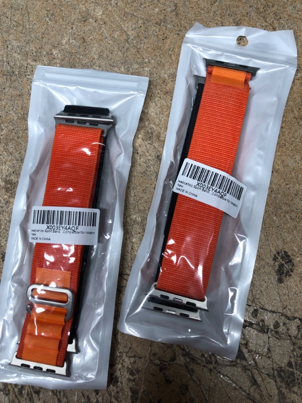 Photo 1 of BUNDLE OF 2, 2 PACK Alpine Loop Compatible for Apple Watch Band Ultra 49mm 45mm 44mm 42mm, for Nylon Sport Solo Loop Woven Wristband, Strap for iWatch Series 8/7/6/5/4/3/2/1/SE/Ultra Women Men(Black Orange)