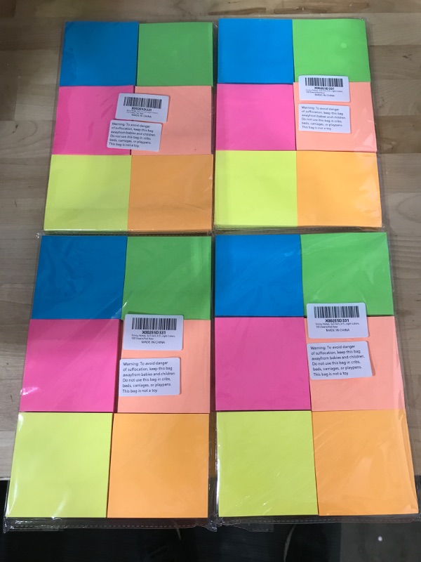 Photo 2 of Teskyer 600 Sheets Sticky Notes, 3x3 Inch, 6 Pads Strong Adhesive Self-Stick Notes, 6 Bright Colors, 100 Sheets/Pad Yellow, Orange, Green, Pink, Blue, Purple Unlined
*4 packs*