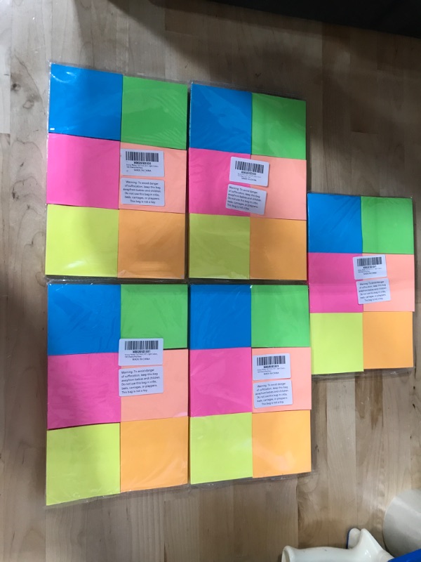 Photo 2 of Teskyer 600 Sheets Sticky Notes, 3x3 Inch, 6 Pads Strong Adhesive Self-Stick Notes, 6 Bright Colors, 100 Sheets/Pad Yellow, Orange, Green, Pink, Blue, Purple Unlined
*5 packs*