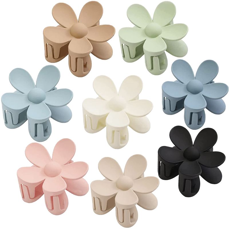 Photo 1 of Flower Hair Clips 8PCS Hair Claw Clips For Women Thick Hair Matte Large Claw Clips Hair Jaw Clips Cute Big Dasiy Hair Clips Non Slip Strong Hold For Women Thin Hair, Hair Accessories For Women Girls Gifts 8 Colors----- ---COLORS MAY VARY 