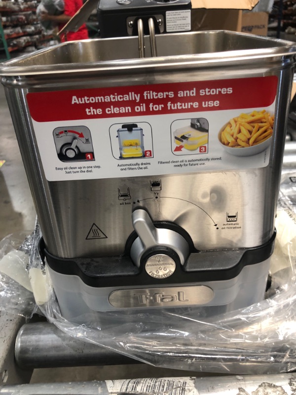 Photo 2 of T-fal Deep Fryer with Basket, Stainless Steel, Easy to Clean Deep Fryer, Oil Filtration, 2.6-Pound, Silver, Model FR8000 Clean oil filtration system