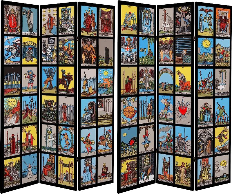 Photo 1 of 6 ft. Tall Double Sided Rider-Waite Tarot Canvas Room Divider
