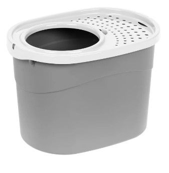 Photo 1 of *DIFFERENT FROM STOCK PHOTO* IRIS USA, Top Entry Cat Litter Box, Gray/White
