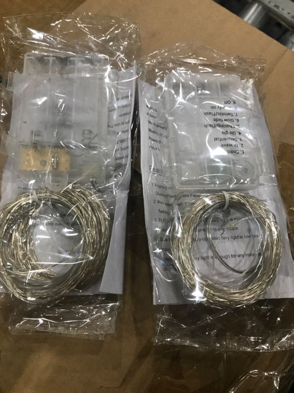 Photo 1 of 2 PK- KNONEW Led Fairy Lights Battery Operated, 33FT 100 LED Copper Wire Led String Lights, 8 Modes Waterproof Fairy Lights for Wedding, Wedding Bedroom Centerpiece Indoor Outdoor Decorations (Cool White) Cool White 33ft