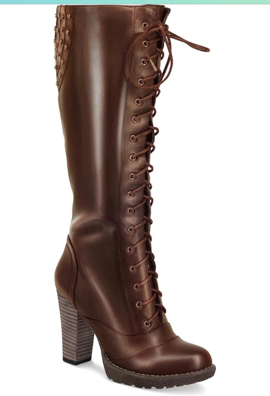 Photo 1 of ANN CREEK 'Darla' Women's Lace-up Side Zip Studded Knee High Boots Size 8