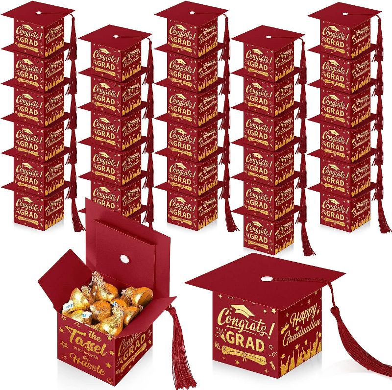 Photo 1 of 3 item bundle 
TaoBary 30 Pcs Graduation Cap Candy Box with Tassel Graduation Party Favors Graduation Gifts Graduation Decorations Grad Cap Box for Candy Chocolate Biscuit Supplies (Maroon)
