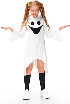 Photo 1 of BesserBay Girls Ghost Costume Bell Sleeve Hoodie Dress 4-12 Years