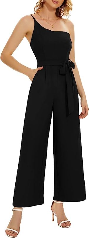 Photo 1 of PHISOCKAT Dressy Jumpsuits for Women, Wide Leg Jumpsuits for Women One Shoulder Strap Womens Jumpsuits Casual with Pockets SIZE LARGE