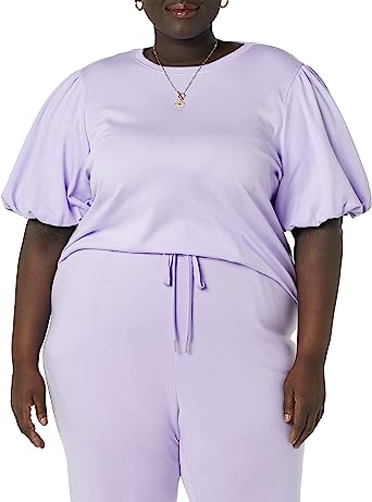 Photo 1 of Amazon Aware Women's Organic Cotton Jersey Puff Sleeve Crewneck Top (Available in Plus Size) 4X