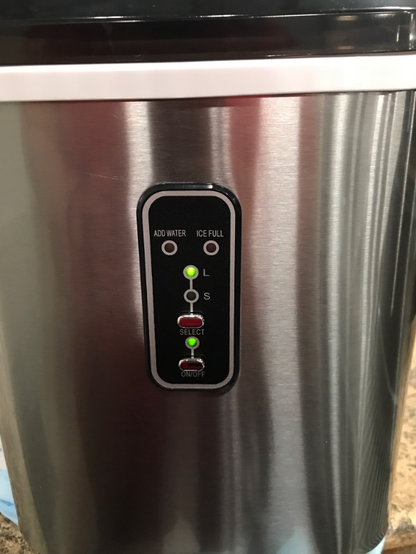 Photo 2 of ***POWERS ON*** EUHOMY Ice Maker Machine Countertop, 27 lbs in 24 Hours, 9 Cubes Ready in 6 Mins, Electric ice Maker and Compact Potable ice Maker with Ice Scoop and Basket. Perfect for Home/Kitchen/Office.(Sliver) 27lbs/Day Silver 1