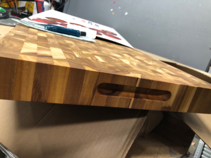 Photo 3 of 
Large End Grain Butcher Block Cutting Board [2" Thick] Made of Teak Wood and Conditioned with Beeswax, Linseed & Lemon Oil. 20" x 15" by Ziruma