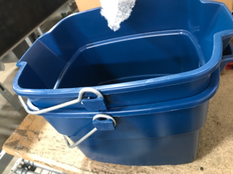 Photo 1 of Rubbermaid Roughneck Square Bucket, 12-Quart, Blue, Sturdy Pail Bucket Organizer Household Cleaning Supplies Projects Mopping Storage Comfortable Durable Grip Pour Handle pack of 2