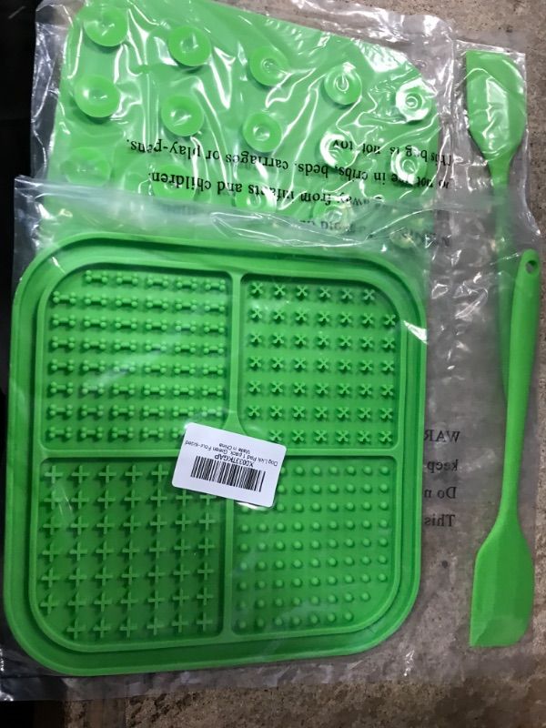 Photo 1 of 2 Pcs Lick Mat for Dog and Cat, Dog Slow Feeding Licky Mat for Bathing Grooming Nailing Trimming, Food-Grade Green