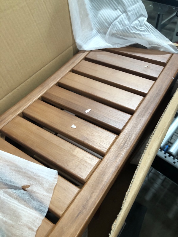 Photo 1 of Bamboo Shower Bench with Shelf-Waterproof Wood Shower Stool for Inside Shower Spa Sauna(Walnut) Walnut 18.9"x18.11"x9.96"