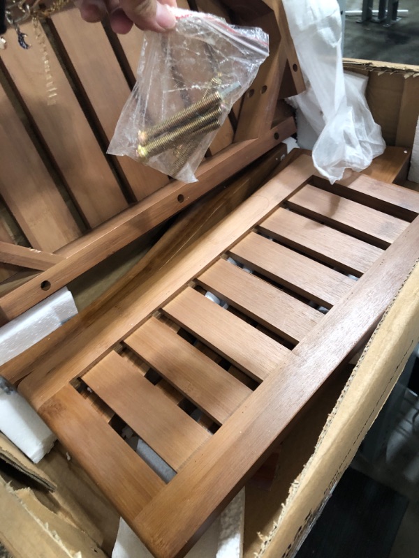 Photo 1 of Bamboo Shower Bench with Shelf-Waterproof Wood Shower Stool for Inside Shower Spa Sauna(Walnut) Walnut 18.9"x18.11"x9.96"