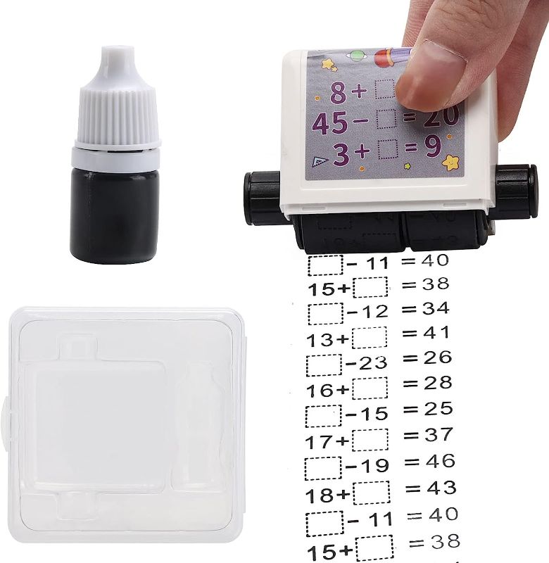 Photo 1 of 2-in-1 Math Addition and Subtraction Roller Stamp for Kids (Fill-in-The-Blanks Exercise Within 100)
