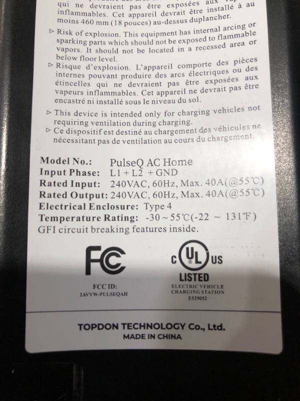 Photo 4 of **SEE NOTES**
TOPDON Level 2 EV Charger, 40Amp 240V Smart Home Electric Car Charger, NEMA 14-50, UL Listed, Energy Star, Electric Vehicle Charger with WiFi, EVSE EV Charging Station with PulseQ App, 5M Cable
