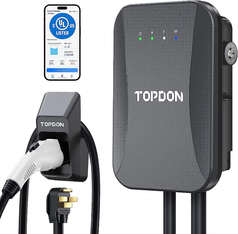 Photo 1 of **SEE NOTES**
TOPDON Level 2 EV Charger, 40Amp 240V Smart Home Electric Car Charger, NEMA 14-50, UL Listed, Energy Star, Electric Vehicle Charger with WiFi, EVSE EV Charging Station with PulseQ App, 5M Cable
