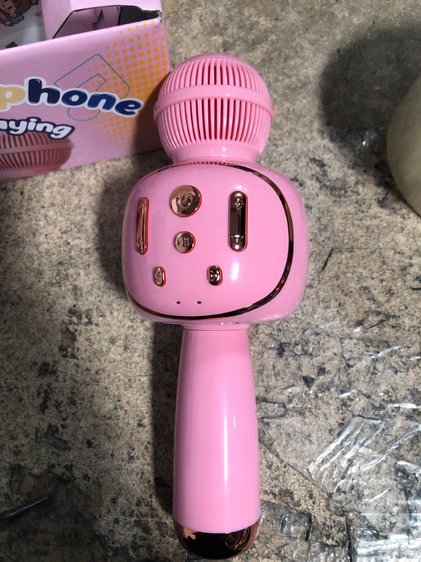 Photo 1 of BONAOK Karaoke Microphone for Kids, Toy Microphone with Lovely Stickers for Christmas Home Birthday Party, Fun Toys Gift with Magic Voices & Colorful LED Lights 