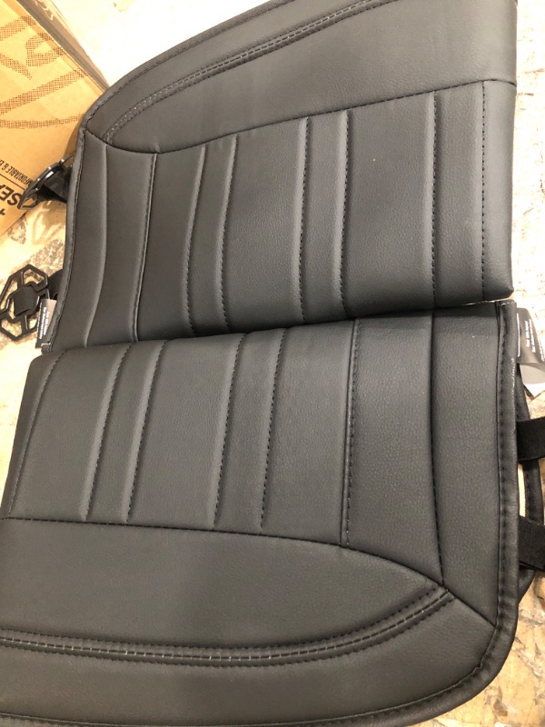 Photo 3 of Motor Trend Black Faux Leather Car Seat Cover Full Set, Includes Front & Back Car Seat Protector, Premium Interior Covers with Storage Pockets, Padded Seat Covers for Cars Trucks SUV Auto Full Set Combo Black