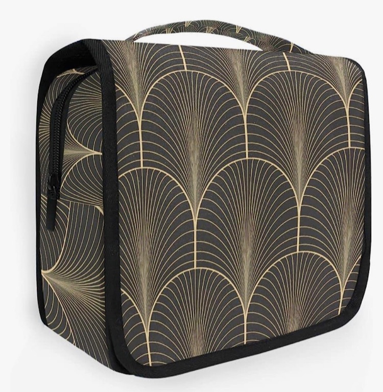 Photo 1 of J.COXLOD Travel Hanging Toiletry Bag, Large Capacity Makeup Bag, Retro Lines Waterproof Cosmetic Storage Organizer Case for Travel Accessories Kit,Bathroom Shower,Gifts for Her/Women,Men
