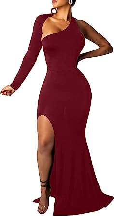 Photo 1 of BEAGIMEG Women's Sexy Elegant One Shoulder Backless Evening Long Dress
Medium