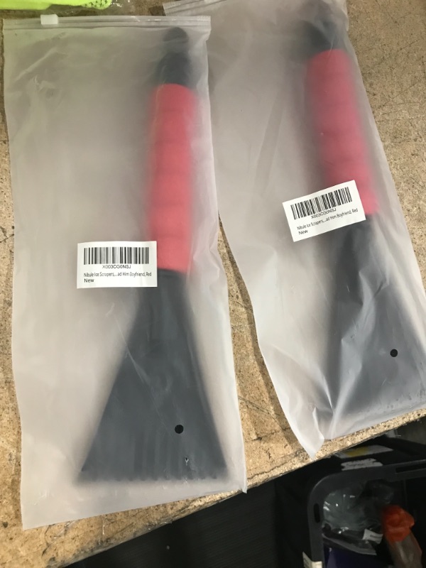 Photo 2 of 2 Nibule Oversized Ice Scrapers, Large Snow Brush Scraper for Car Windshield, Car Window Frost Removal with Foam Handle for SUVs Trucks-Scratch Free, Ideal Stocking Stuffer Car Gifts Red