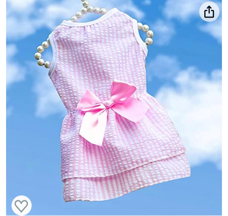 Photo 1 of 2 Pink Dog Dresses with Bowknot Tutu, Cute Fashion Pet Clothes for Small Dogs and Cats Puppy Kitty Girls (Large)