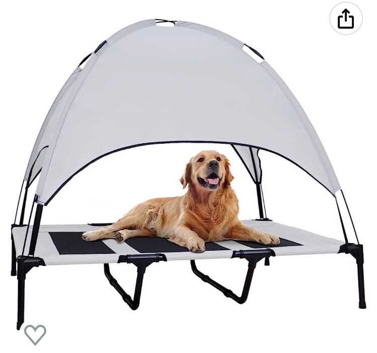 Photo 1 of 17PinHut Elevated Dog Bed with Canopy for Small Dogs, 30 Inches Raised Dog Cots Indoor Outdoor Pet Bed Portable Frame Dog Cooling Bed with Breathable Mesh, Skid-Resistant Feet