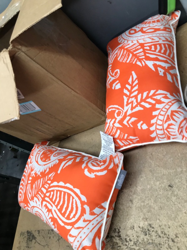 Photo 2 of 16.5x24.5 Addie 2pc Outdoor/Indoor Throw Pillows Terracotta Orange - Pillow Perfect
