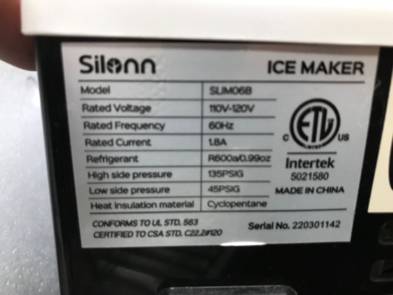 Photo 4 of Silonn Countertop Ice Maker Machine with Handle, Portable Ice Makers Countertop, Makes up to 27 lbs. of Ice Per Day, 9 Cubes in 7 Mins, Self-Cleaning Ice Maker with Ice Scoop and Basket
