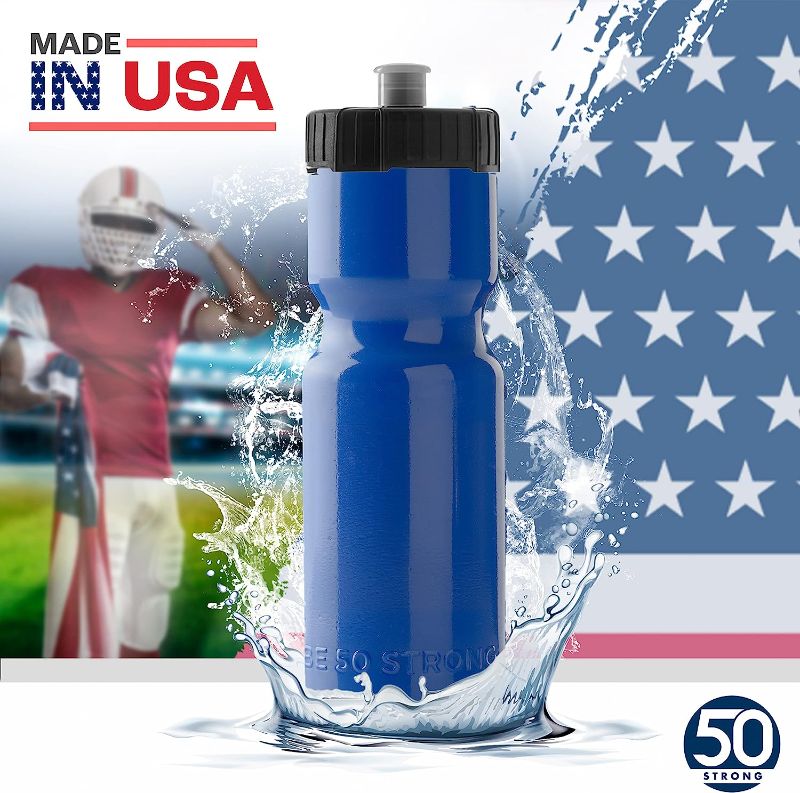 Photo 1 of 24 Pack Squeez Sports Bottle | 22 oz. BPA-Free Easy Open with Pull Top Cap | Made in USA | Reusable Plastic Water Bottles for Adults & Kids | Top Rack Dishwasher Safe
