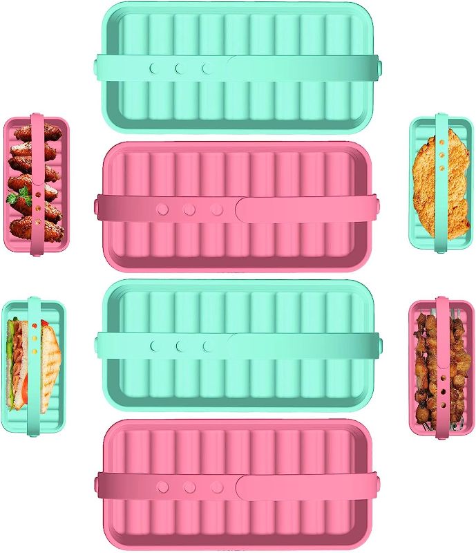 Photo 1 of 2pcks of Gracebabi 2 Pack Air Fryer Silicone Liners, 7.5inch Air Fryer Silicone Pot, Air Fryer liners Reusable Basket, Heat Resistant Easy Cleaning, for more than 4Qt (Pink+Mint Green,rectangle)
