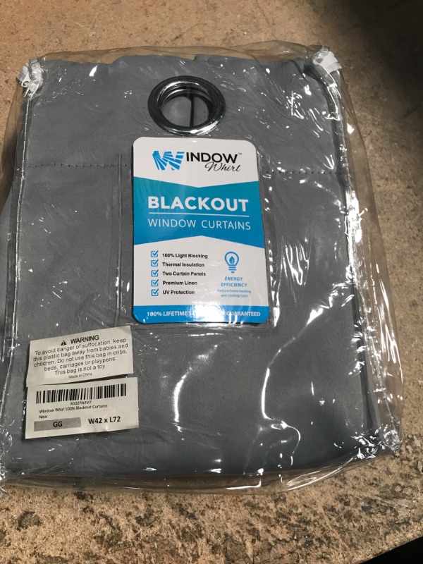 Photo 2 of 100% Blackout Window Curtains: Room Darkening Thermal Window Treatment with Light Blocking Black Liner for Bedroom, Nursery and Day Sleep - 2 Pack of Drapes, Glacier Gray (84” Drop x 42” Wide Each)
