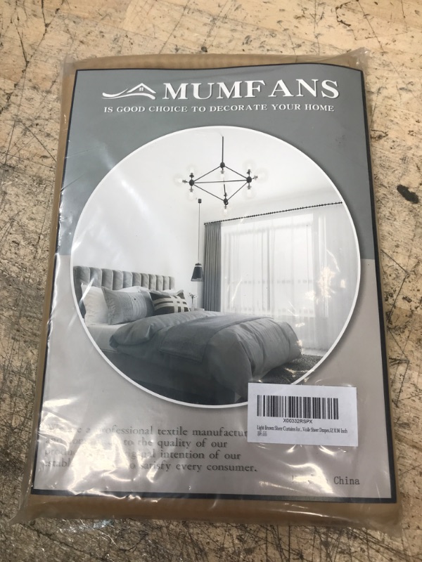 Photo 1 of MUMFAS Light Brown Sheer Curtains with Tab Top Look Semi Taupe Tan Sheer Windows Panels,Elegant Solid Color Touch Soft Drapes Living Room Bedroom,Set of 2 Panels Khaki 52X96 Inch 52X96 Taupe