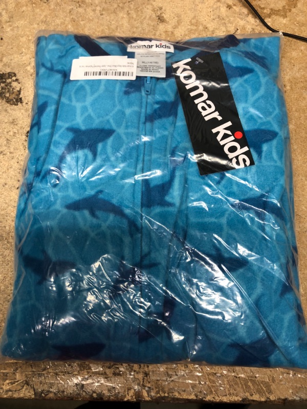 Photo 1 of Komar Kids Boys Fleece Blanket Sleeper Footed Pajamas X-Large Shark Blue