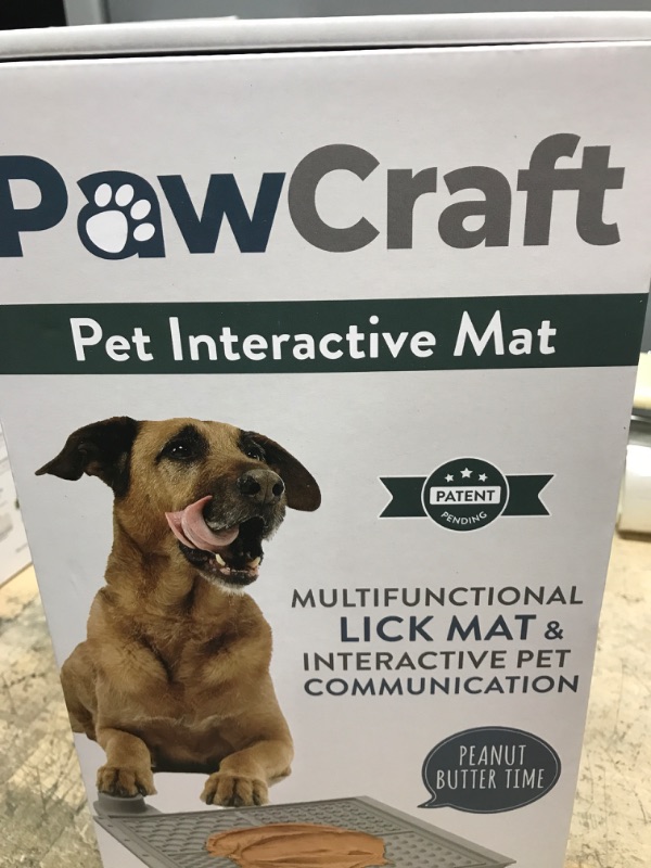 Photo 1 of PawCraft Pet Interactive Communication Lick Mat For Dogs - Talking Button with Silicone Slow Feeder Lick Pad for Dog & Cat - Anxiety & Boredom Relief - Push Dog Buttons - Sticker Included - Light Grey