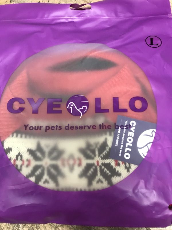Photo 1 of cyeollo Christmas Dog Sweater Coat Snowflake Ugly Xmas Sweaters with Fleece Lined Thickened Dog Coat Winter Outfit Dog Clothes for Small Dogs Large Red