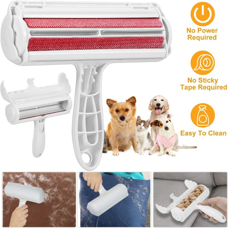 Photo 1 of 4PACK///  Pet Hair Remover - Reusable Dog and Cat Hair Remover for Furniture, Couch, Carpet, Car Seats and Bedding - Eco-Friendly, Portable, Multi-Surface Lint Roller & Animal Fur Removal, White, ALT-5002
