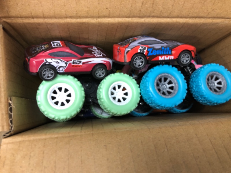 Photo 2 of 8 Pack Friction Powered Cars Vehicles Toys for Boys and Girls.4 Pack Rotating Stunt Car Toys,Vibration inertial car.4 Pack Mini Alloy Race car