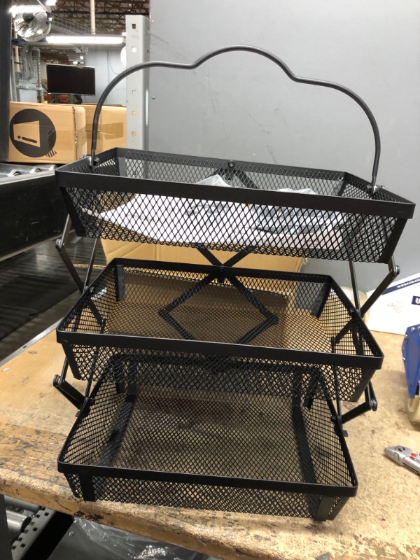 Photo 1 of IROCH Fruit Basket for Kitchen,3 Tier Foldable Vegetable Storage Cart with Wheels,Movable Shelf Unit Organizer for Kitchen Pantry Bathroom Garage 

Overall Size: 13.7" x 10.6"x 21.6"(L*W*H)